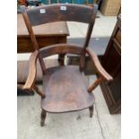 A VICTORIAN ELM AND BEECH ELBOW CHAIR