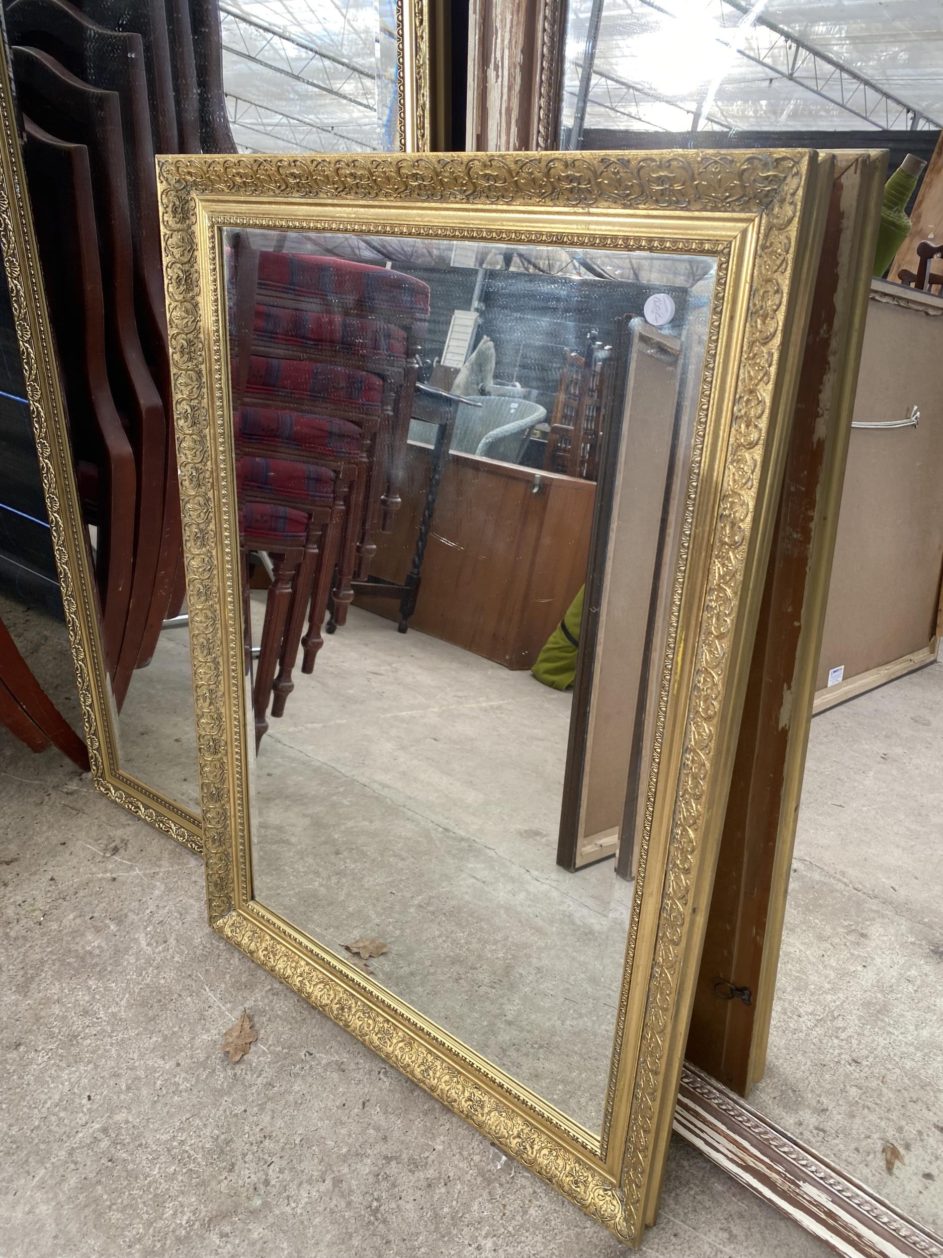 TWO GILT FRAMED WALL MIRRORS AND ONE OTHER - Image 3 of 5