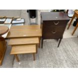 A NEST OF THREE TABLES AND BEDSIDE LOCKER