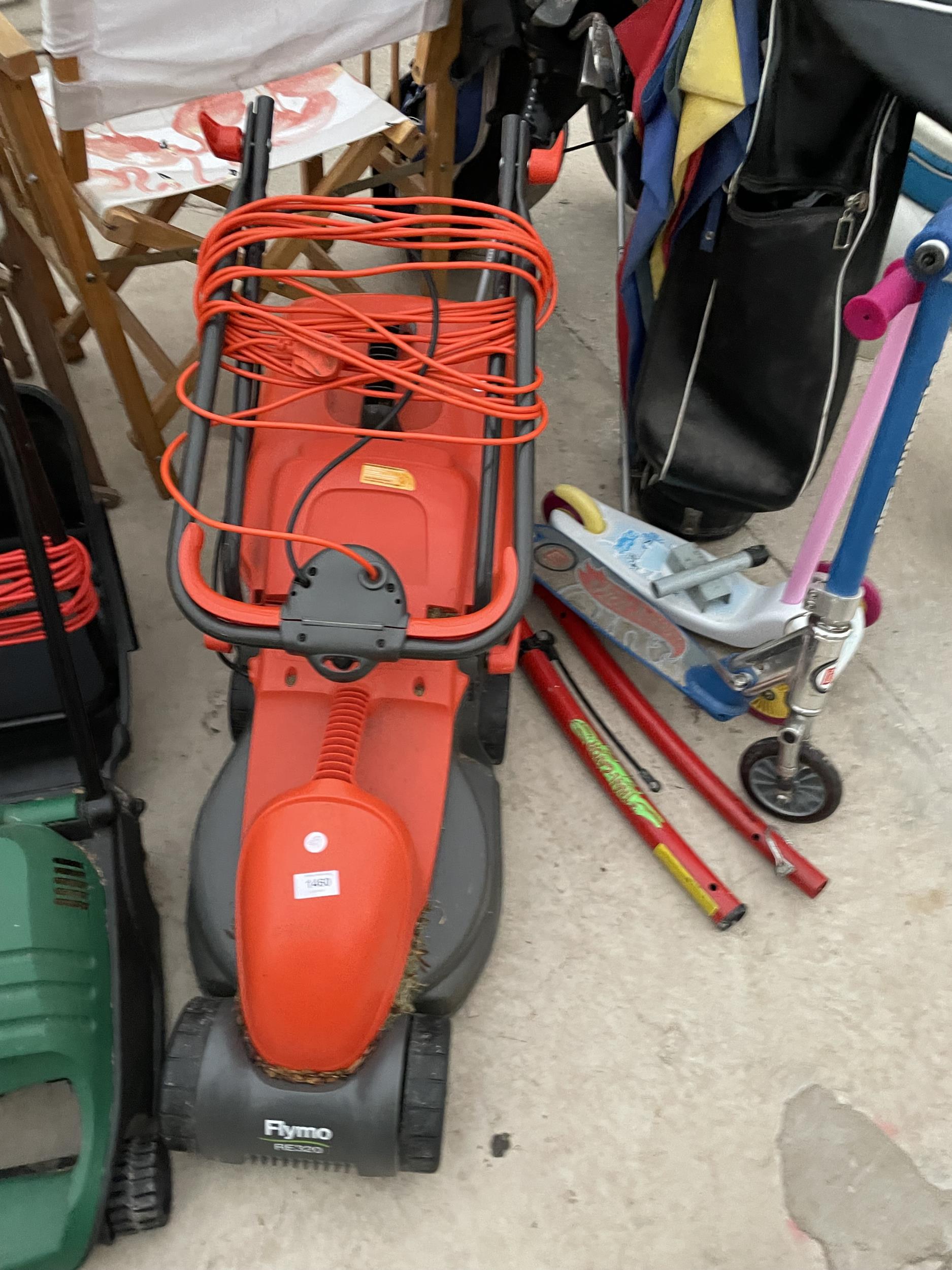 AN ELECTRIC FLYMO LAWNMOWER AND A QUALCAST LAWN RAKE - Image 4 of 5