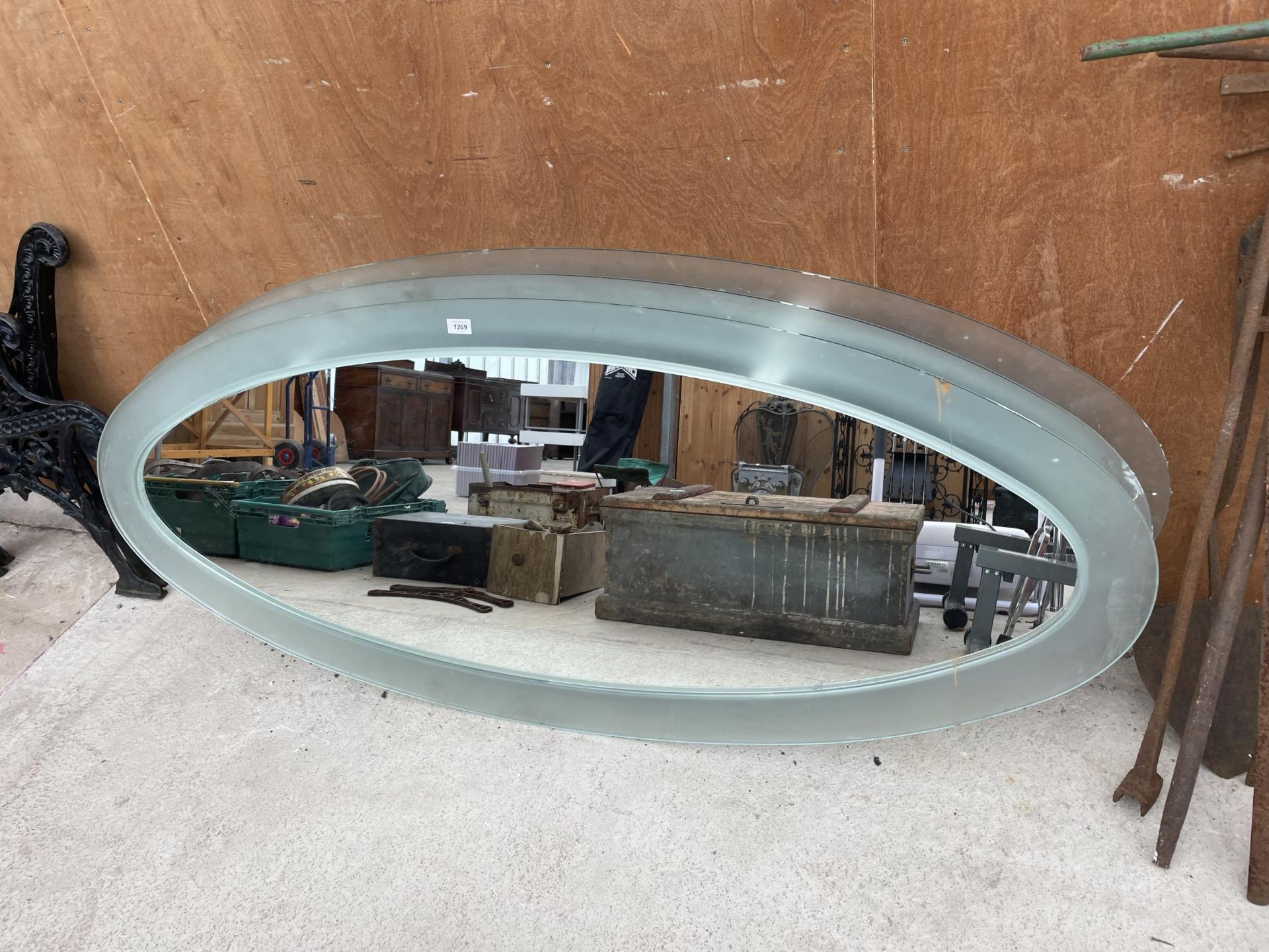 THREE LARGE MODERN WALL MIRRORS WITH FROSTED GLASS SURROUND