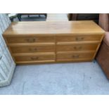 A G-PLAN CHEST OF SIX DRAWERS, 55" WIDE