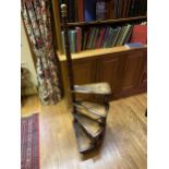 A SET OF SPIRAL LIBRARY STEPS, EACH STEP WITH INSET LEATHER TREAD H - 155 CM