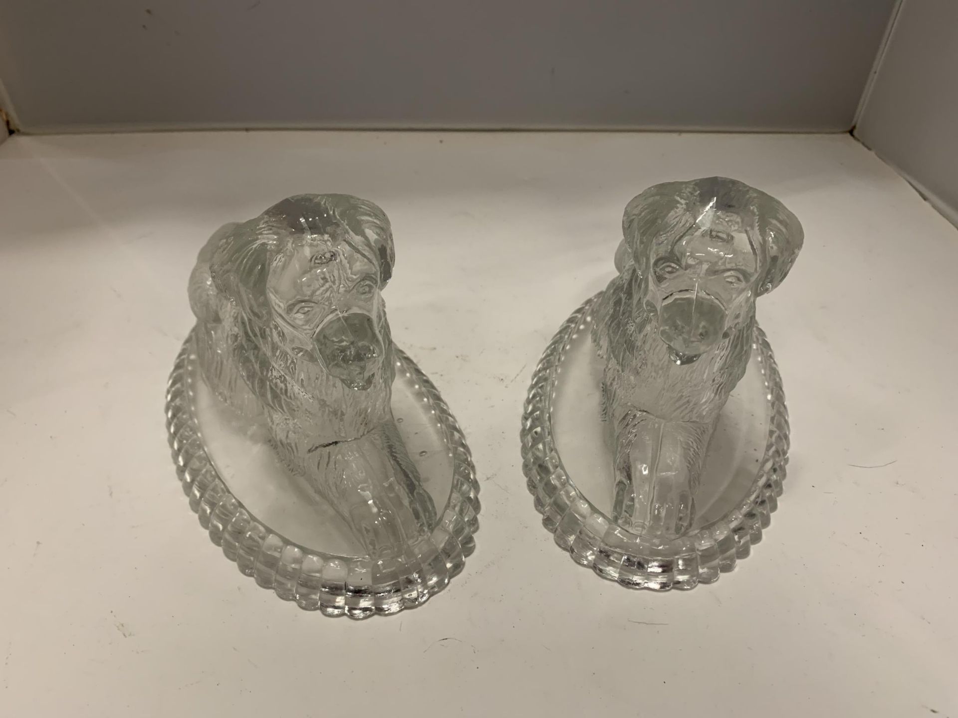 TWO GLASS ORNAMENTAL DOGS, POSSIBLY ST BERNARDS - Image 2 of 3