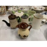 POTTERY ITEMS TO INCLUDE A CAULIFLOUR TEAPOT, TORQUAYWARE, CARLTONWARE ETC