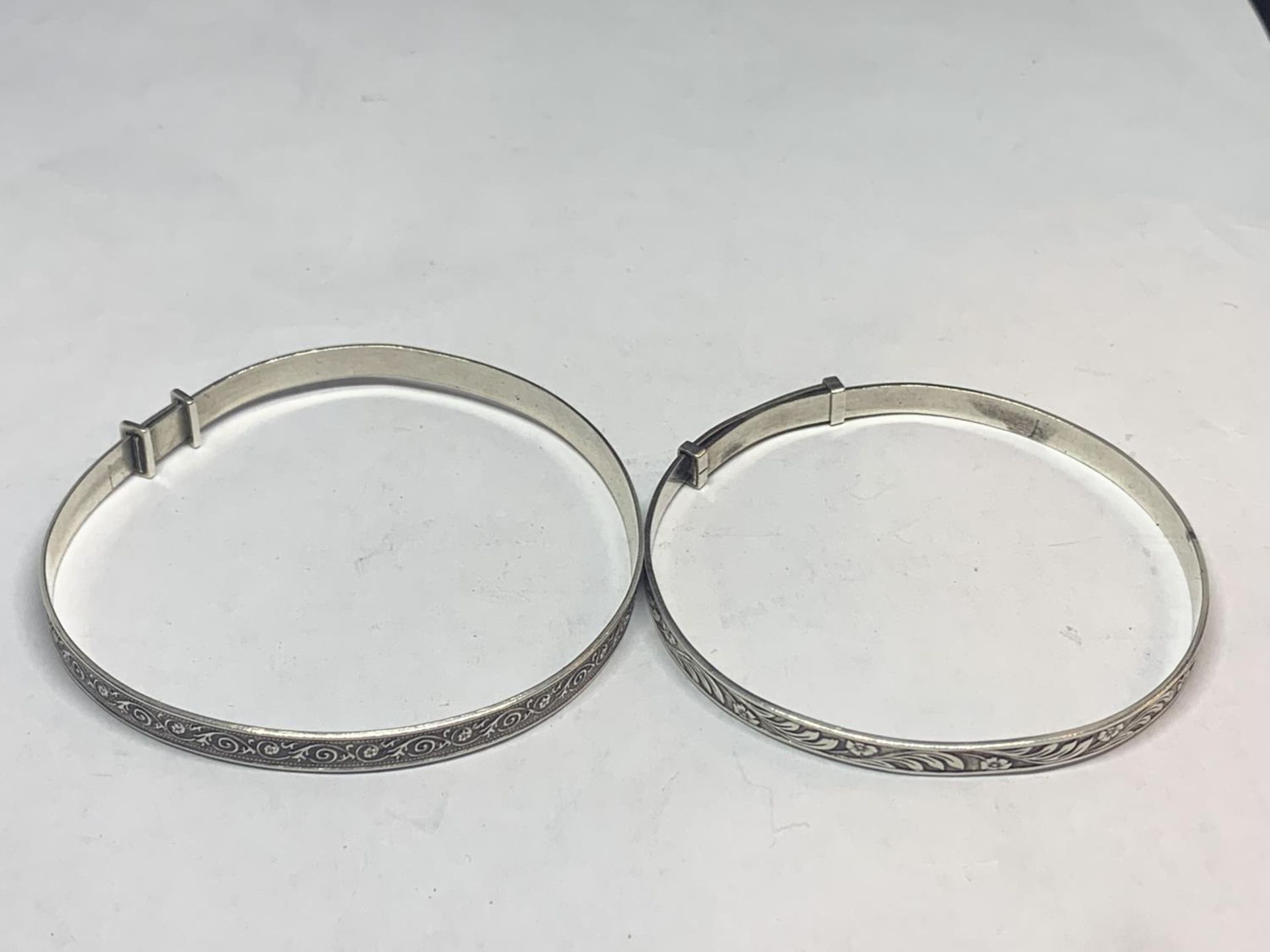 TWO SILVER CHRISTENING BANGLES - Image 4 of 4