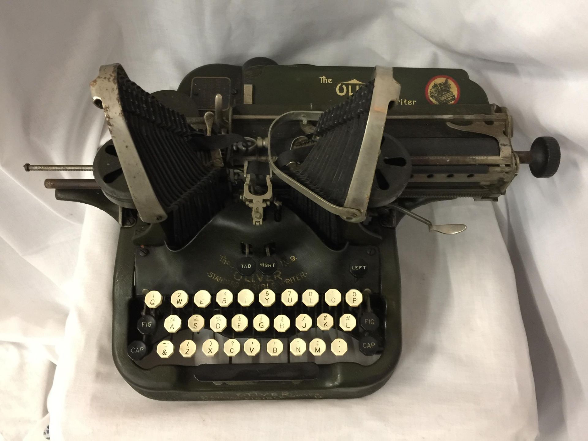 A VINTAGE 'THE OLIVER NO.9' BAT WING TYPEWRITER C 1913