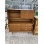 A RETRO TEAK SCHREIBER COCKTAIL/SIDEBOARD UNIT, 48" WIDE