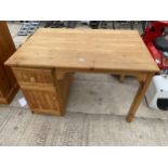 A PINE SINGLE PEDESTAL OFFICE DESK, 47 X 31"