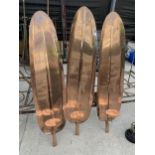 THREE COPPER WAL HANGING CANDLE SCONCES