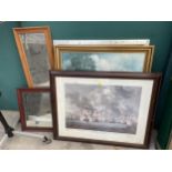 AN ASSORTMENT OF FRAMED PRINTS AND PICTURES TO INCLUDE A CHARCOAL DRAWING