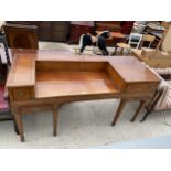 A REGENCY MAHOGANY SQUARE PIANO CONVERTED TO DESK, ON TAPERED LEGS, WITH SPADE FEET, 66" WIDE