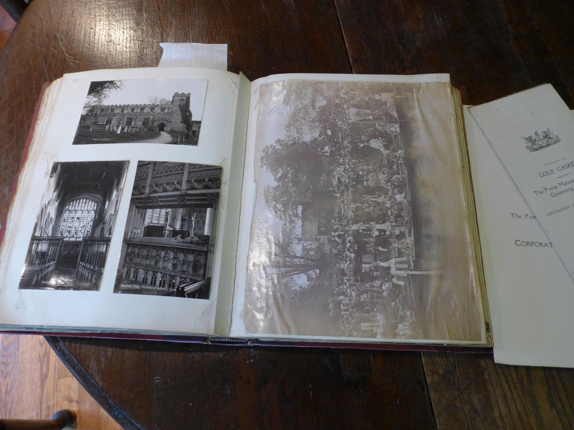 AN OLD PHOTO ALBUM WITH PHOTOS OF CATHEDRALS, HOUSES AND CASTLES ETC - Image 3 of 4
