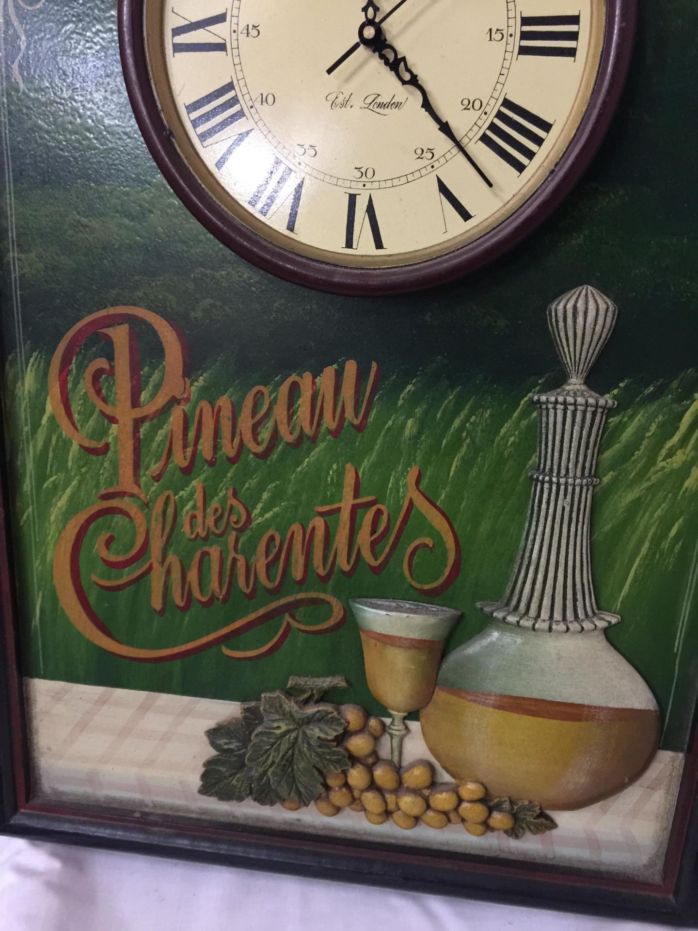 A PINEAU DES CHARENTES ADVERTISING BOARD WITH CLOCK - Image 4 of 5