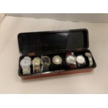 A PAINTED BOX OF WRISTWATCHES TO INCLUDE CITIZEN, ICE, ETC