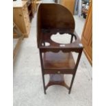 A GEORGIAN MAHOGANY CORNER WASHSTAND WITH SINGLE DRAWER