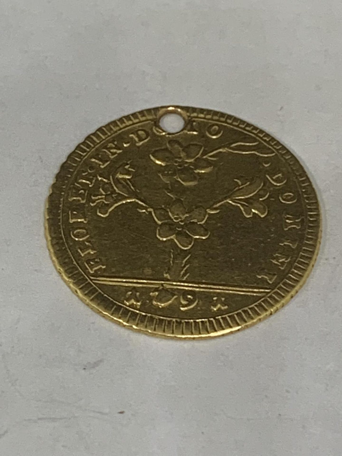 A 22 CARAT GOLD ONE DOPPIA 1791 COIN (DRILLED) GROSS WEIGHT 5.2 GRAMS