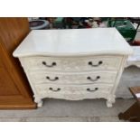 A SHABBY CHIC CONTINENTAL STYLE CHEST OF THREE DRAWERS 37" WIDE