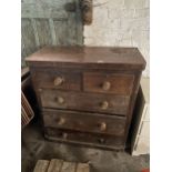 A MAHOGANY CHEST OF THREE LONG AND TWO SHORT DRAWERS