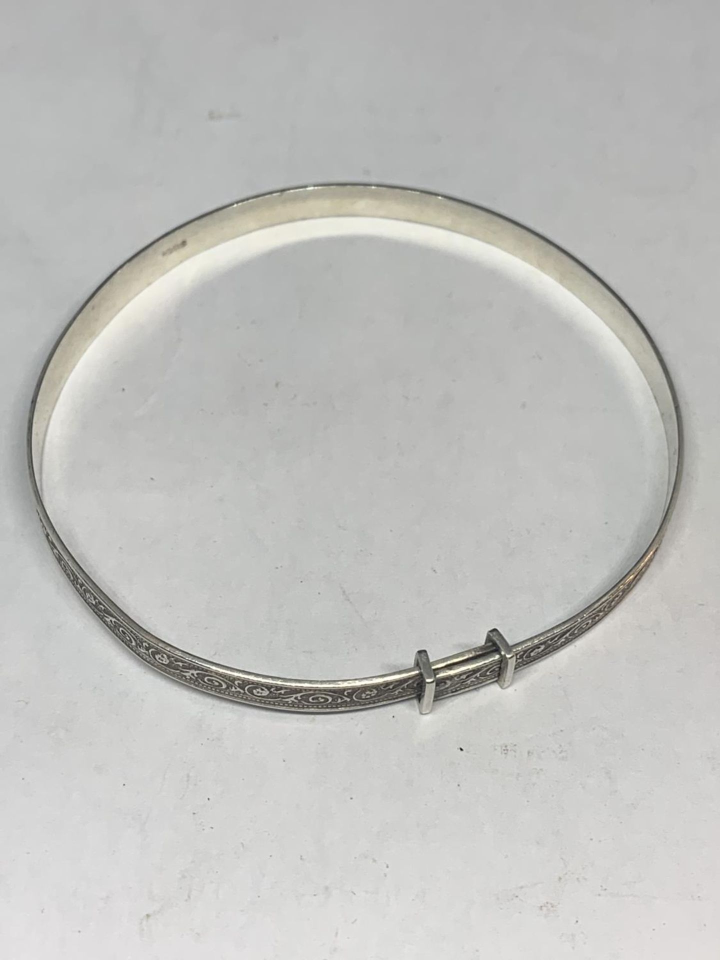 TWO SILVER CHRISTENING BANGLES - Image 2 of 4