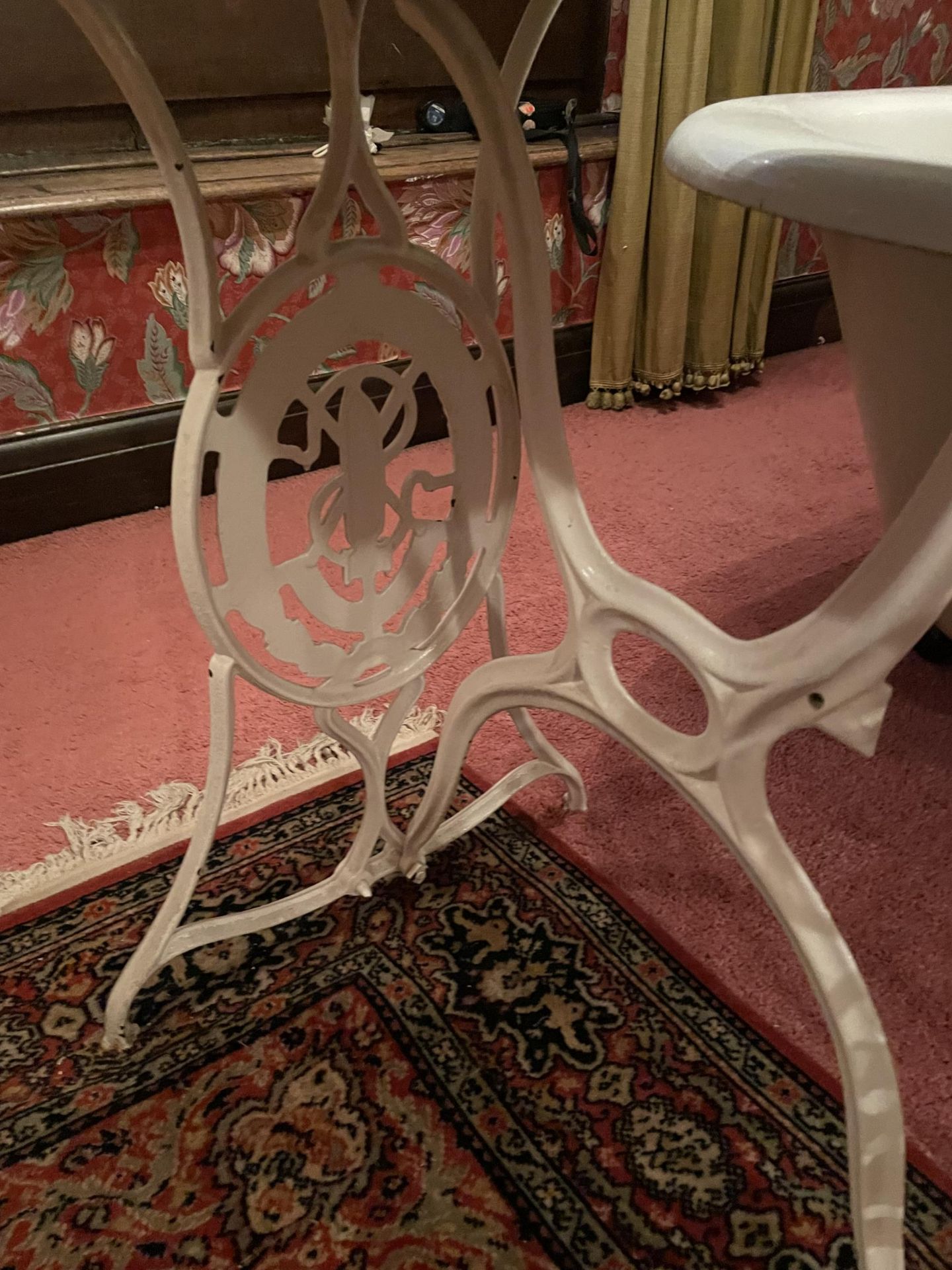 A CAST IRON TABLE WITH MARBLE TOP - Image 3 of 4