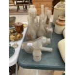 AN ASSORTMENT OF GLASS OIL LAMP SHADES