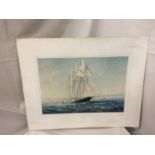 A PRINT OF A SHIP ENTITLED MALCOLM MILLER SIGNED TO THE BOTTOM RIGHT BY JOE BEETHAM
