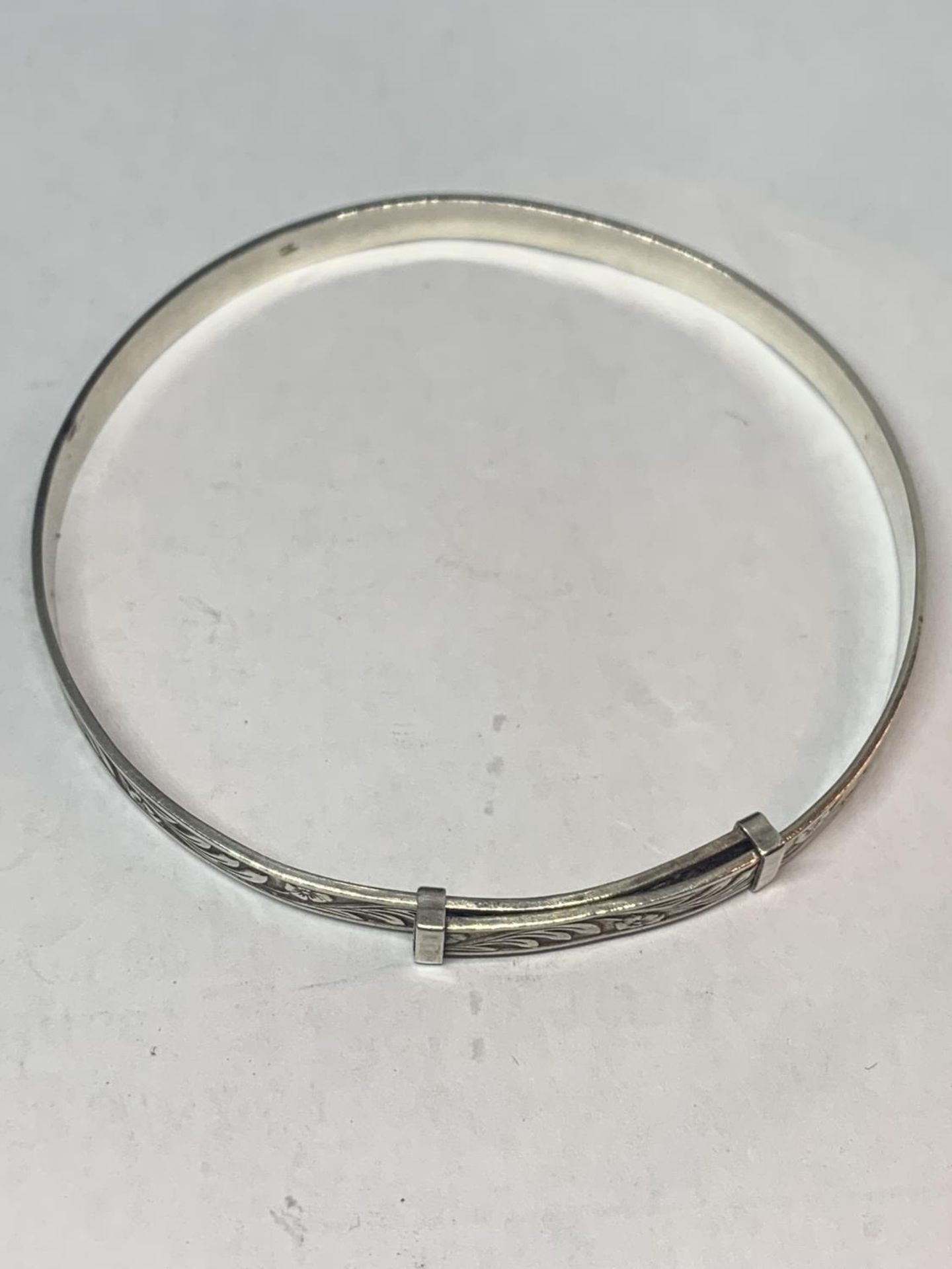 TWO SILVER CHRISTENING BANGLES - Image 3 of 4