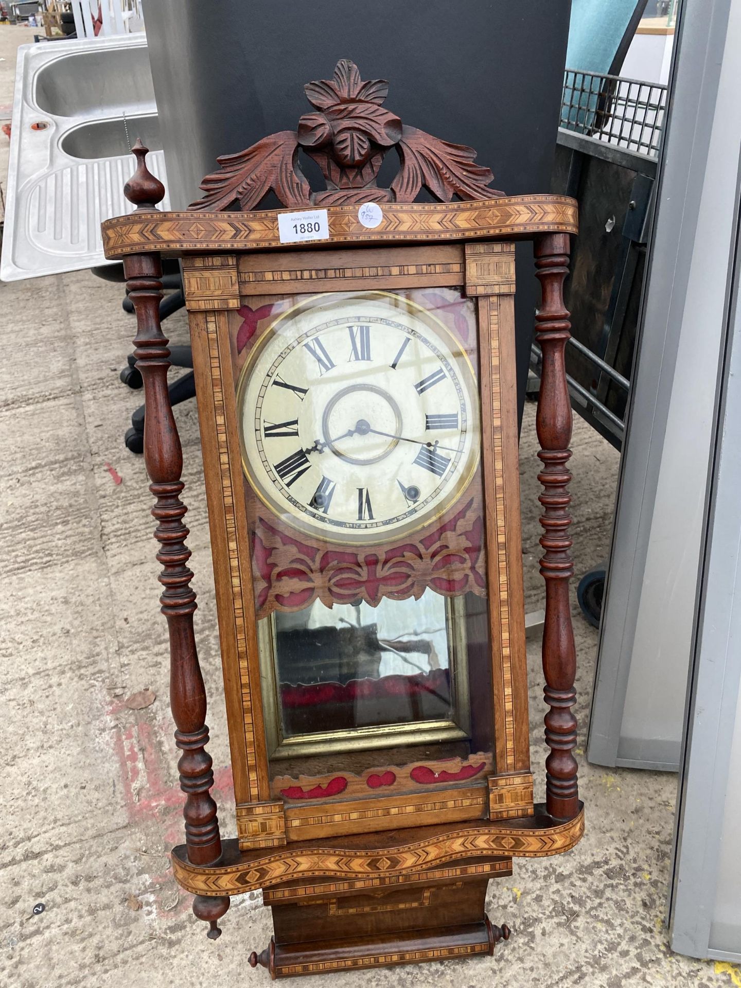 A PROFUSELY INLAID CHIMING VIENNA WALL CLOCK