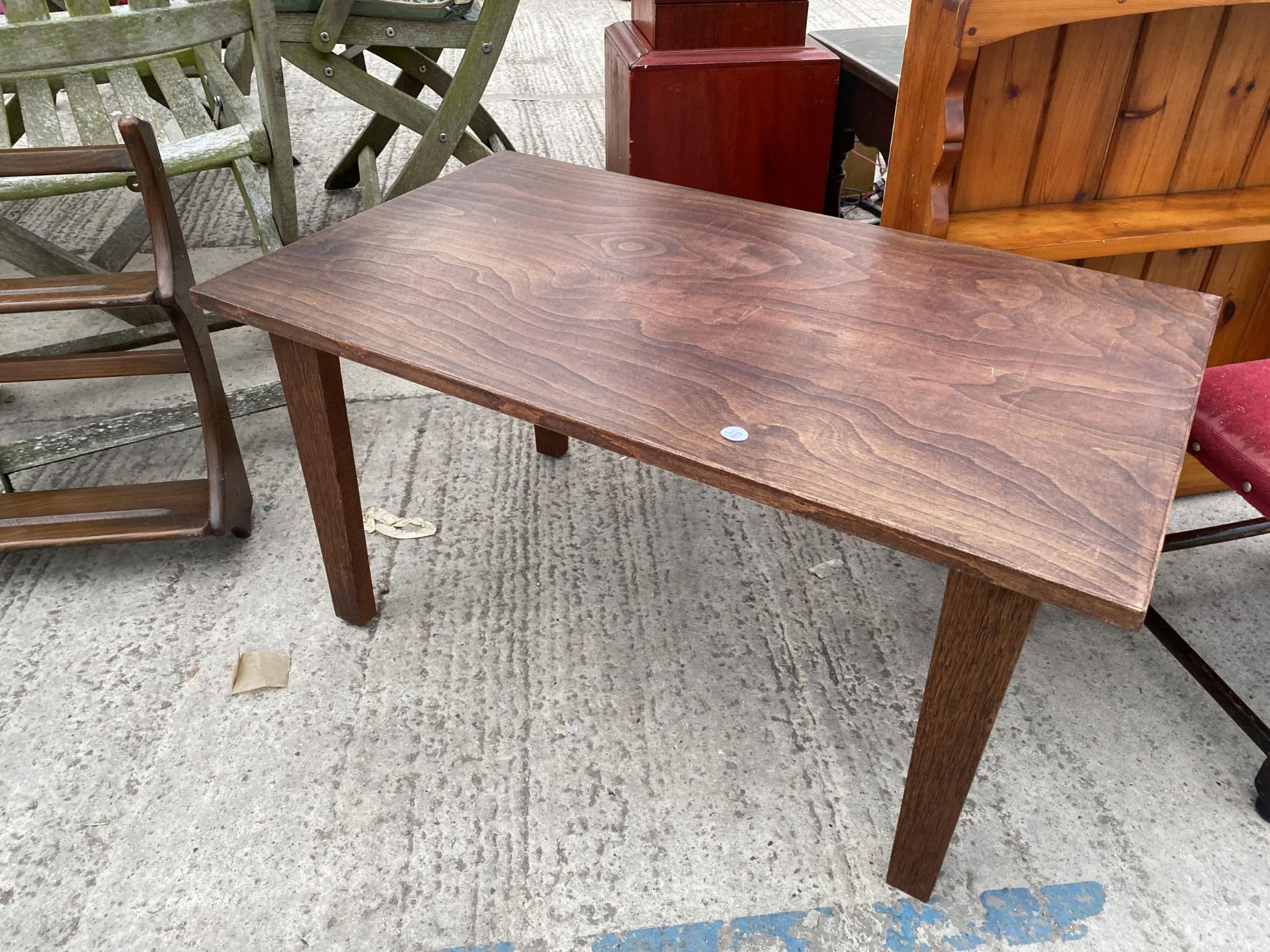 A GRANDMOTHER CLOCK, TWO TABLES, STOOL AND PINE WALL RACK - Image 3 of 6