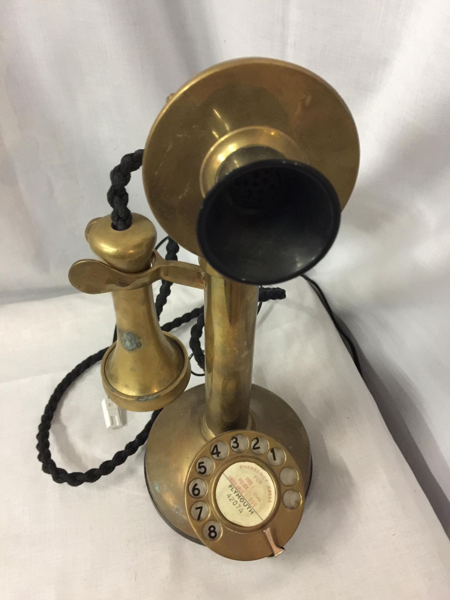 A BRASS CANDLESTICK TELEPHONE - Image 2 of 5