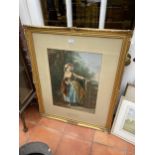 A GILT FRAMED PRINT 'THE PARTING LOOK' BY GEORGE BAXTER