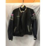 A LEATHER TRIUMPH MOTORCYCLE JACKET SIZE LG