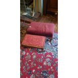 TWO UPHOLSTERED FOOTSTOOLS