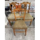 THREE EDWARDIAN SATINWOOD PARLOUR CHAIRS