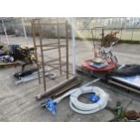 A POOL CLEANING POLE, A CLOTHES AIRER AND WINDOW BLINDS ETC