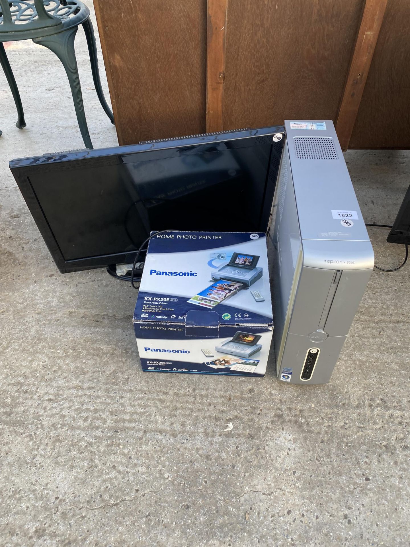 AN ALBA TELEVISION, A PANASONIC PHOTO PRINTER AND AN INSPIRON COMPUTER