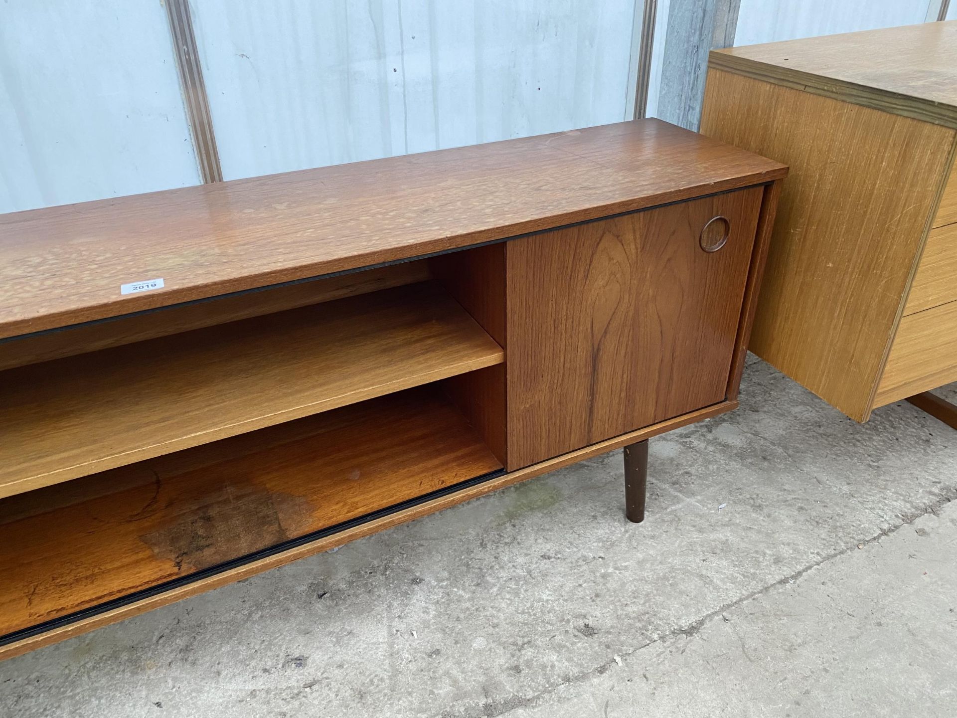 A RETRO TEAK AVALON SIDE CABINET WITH TWO SLIDING DOORS, 64" WIDE - Image 2 of 4