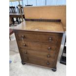 AN OAK JACOBEAN STYLE CHEST OF FOUR DRAWERS, 31" WIDE