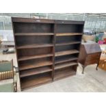 A PAIR OF OAK WERNIKE STYLE BOOKCASES, 35" WIDE