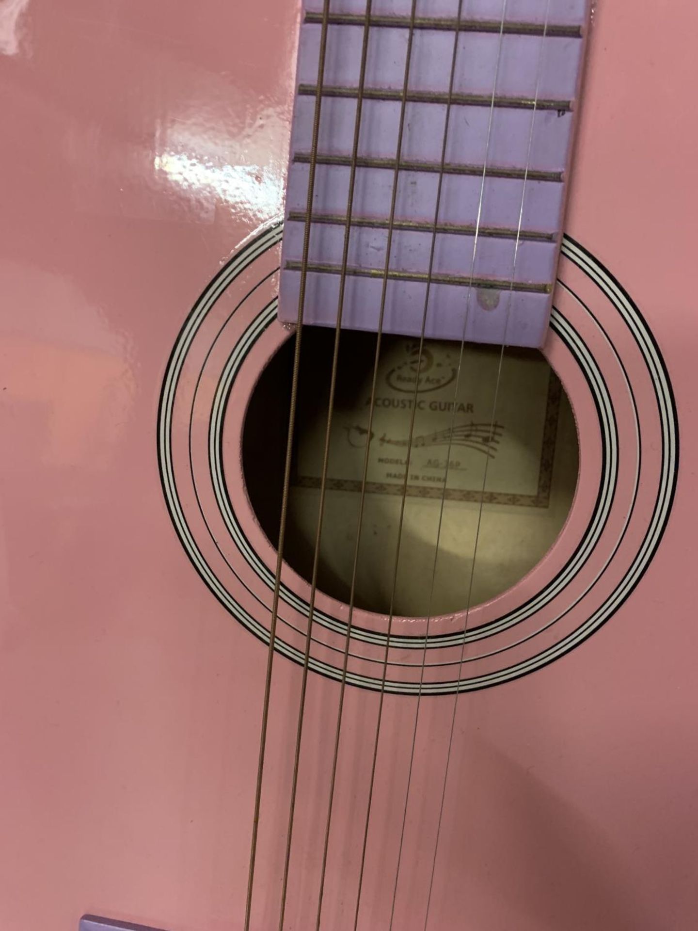 A PINK READY ACE ACCOUSTIC GUITAR - Image 2 of 4