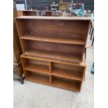 TWO RETRO TEAK OPEN BOOKCASES 49 AND 42" WIDE