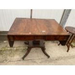 A 19TH CENTURY MAHOGANY AND ROSEWOOD CROSSBANDED SOFA TABLE