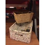 TWO BASKETS ONE MADE FROM PLAITED NEWSPAPER