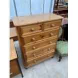 A MODERN PINE CHEST OF TWO SHORT AND FOUR LONG DRAWERS, 36" WIDE