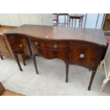 A MAHOGANY AND CROSSBANDED REGENCY STYLE SIDEBOARD BY RACKSTRAW OF WORCESTER, 59" WIDE