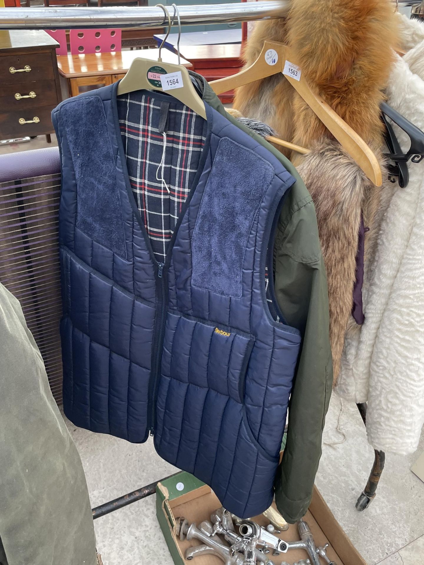 A MENS BARBOUR GILLET JACKET AND A FURTHER MENS JACKET