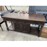 A VICTORIAN OAK CARVED BARLEYTWIST SIDEBOARD, 60" WIDE