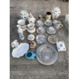A LARGE ASSORTMENT OF CERAMIC WARE TO INCLUDE AYNSLEY CUPS AND SAUCERS, VASES AND JUGS ETC