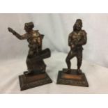 A PAIR OF BRONZE DIPPED METAL FIGURINES